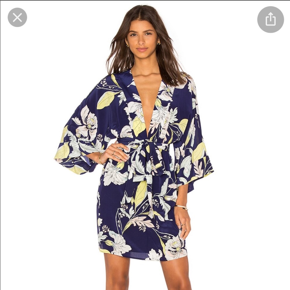 Yumi Kim Kyoto Dream Kimono Dress in Eastern Garden Navy